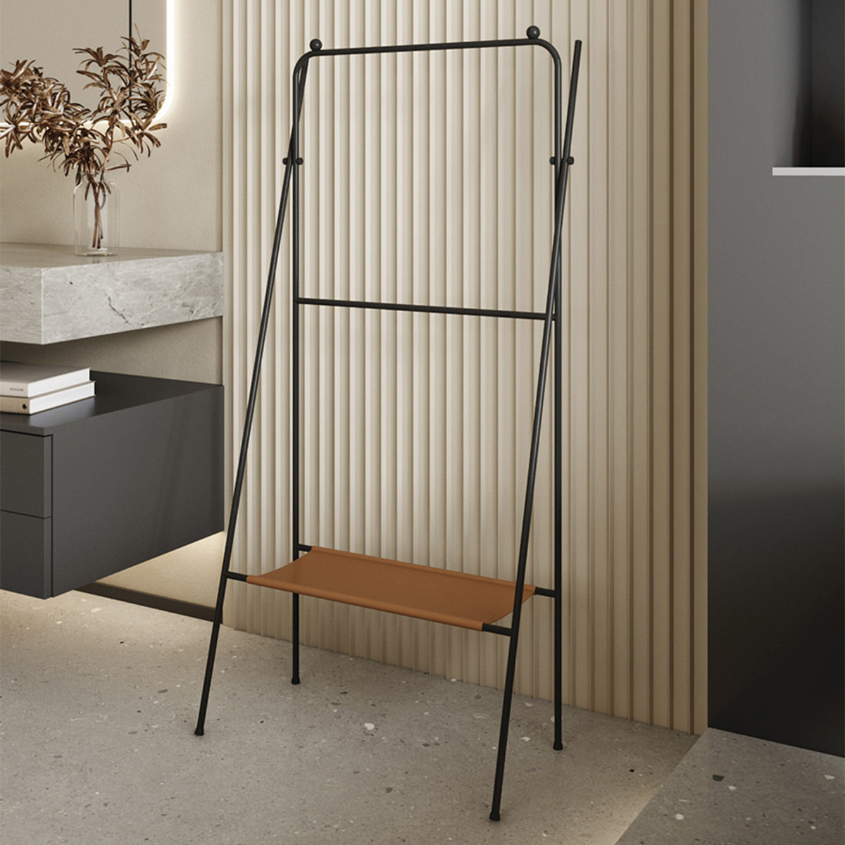 Large Standing Towel Rack With Shelf