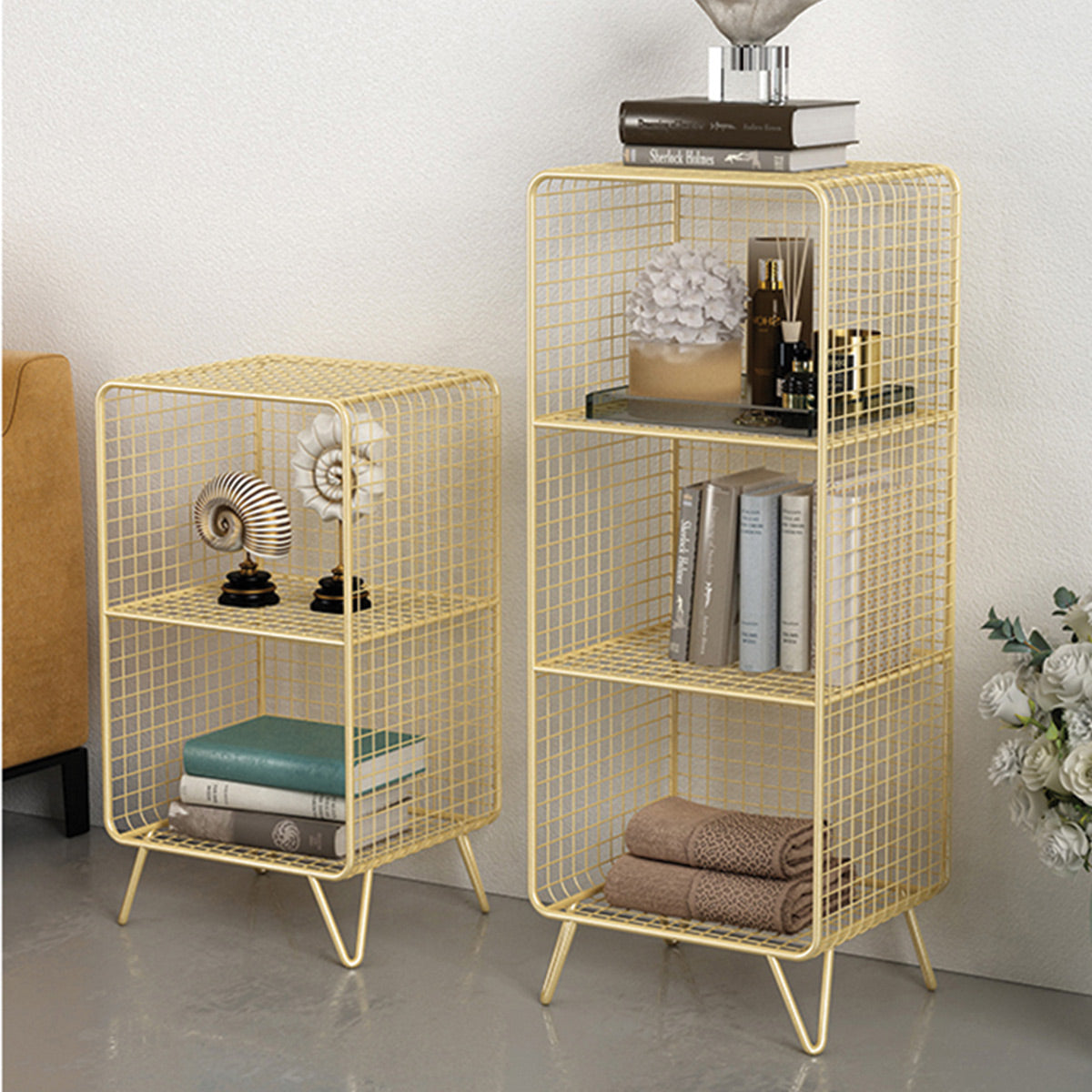 Metal Mesh Bookcase Rack